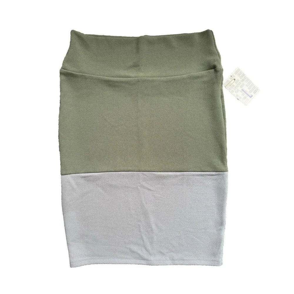 NWT LulaRoe Cassie Skirt Size L Gray Green Pencil Straight Skirt - Picture 2 of 8